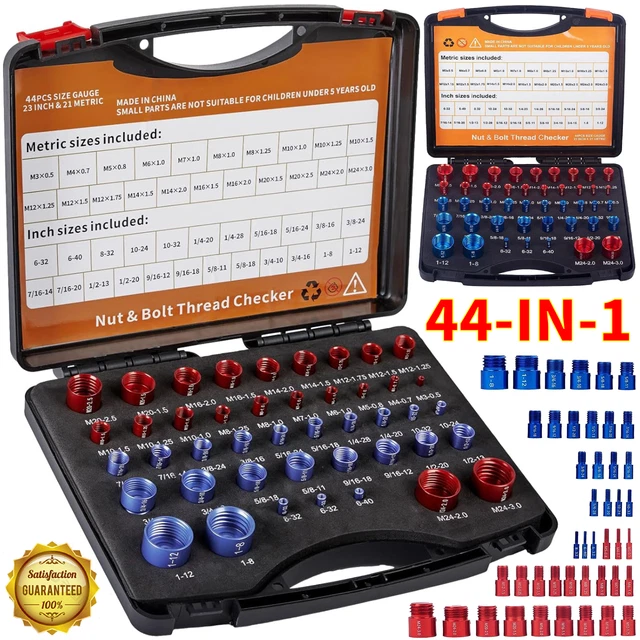Thread Tools In Inch NUT AND BOLT Thread Checker 44 Thread Identifier Gauge Inch and Metric ...