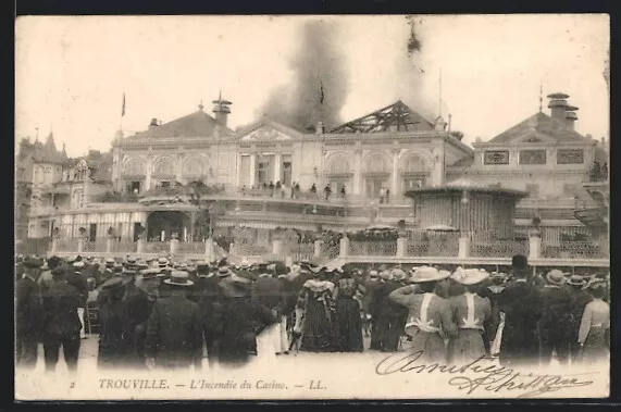 CPA Trouville, L´Incendie du Casino, Brand 1903