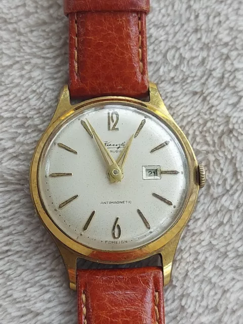 Vintage Mens Kienzle Watch. 7 J. Date. Gold Tone. Manual. Working.