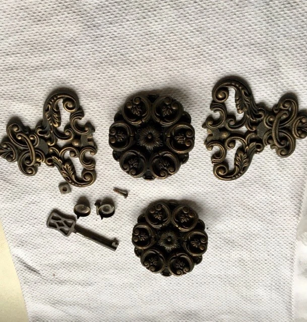 RARE Vintage brass wardrobe door fittings restoration project 2