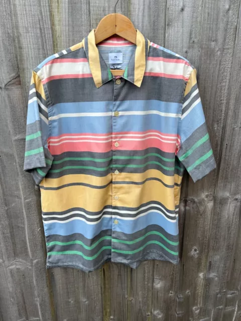 PS Paul Smith SS Stripe Shirt Men's Casual Fit Size Large Button Brand New