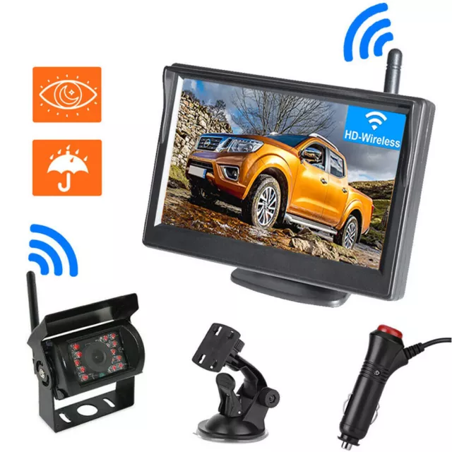 5'' Caravan Wireless Rear View Camera Kit HD LCD Monitor Reverse Truck VAN RV