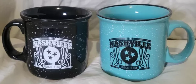 Nashville Music City USA Black And Teal Mugs Country Music Guitars Coffee Tea