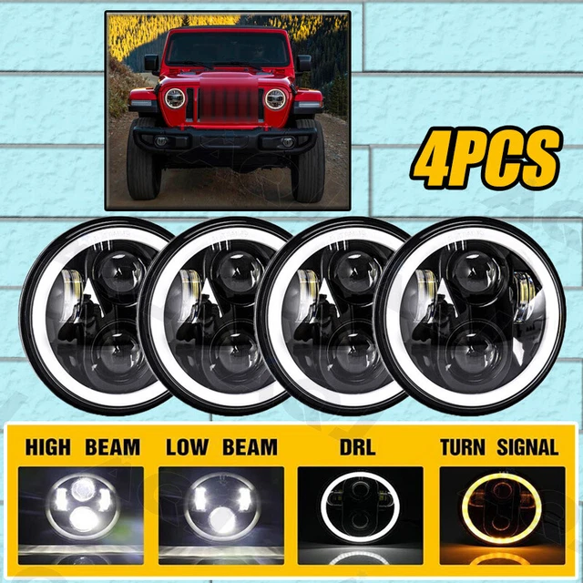Pair 7" Inch Round LED 6000k white Headlights For Jeep Wrangler JK LJ TJ CJ