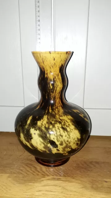 Ancien et grand vase en verre moucheté vintage