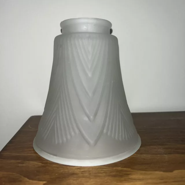 Art Deco Frosted Glass  Paneled Antique Lamp Shade 2.25" Fitter