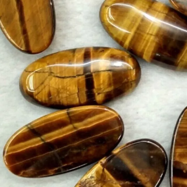 Tigers Eye Oval Cabachon 15mm x 30mm Flat Backed for Jewellery Making, Necklaces