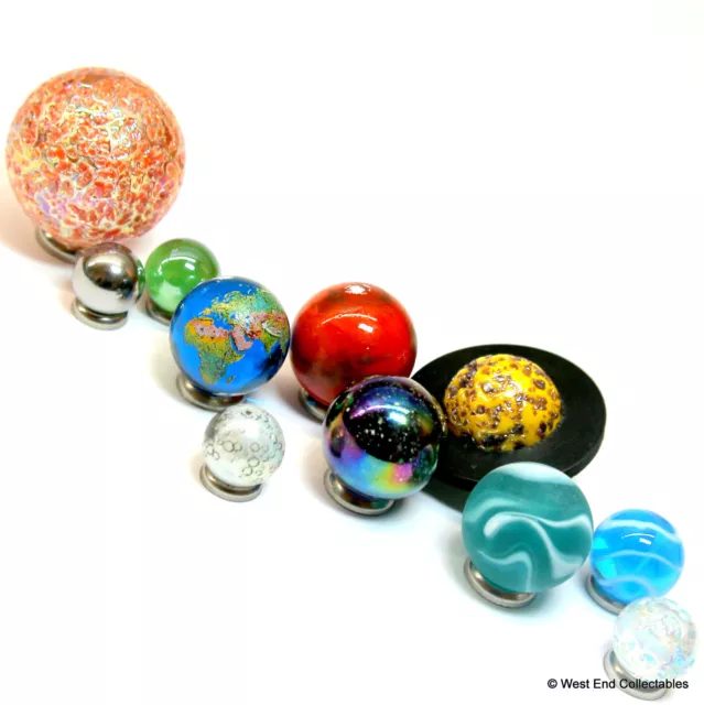 Solar System Model Orrery Display Marbles Glass Planets Set - Space Science Art