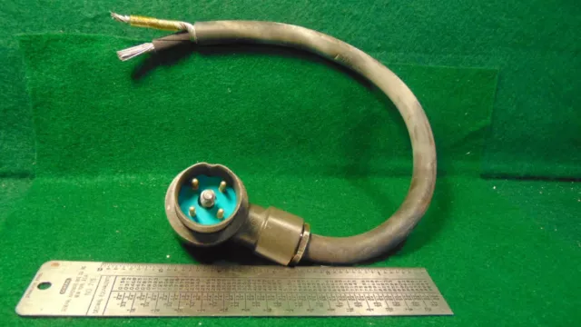 (1) GRC type 4 pin Power Plug 2 conductor 15 inch NSN 5995-00-193-9455 NOS NIB