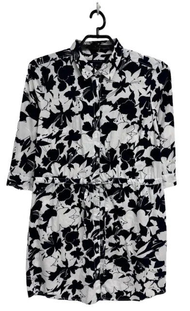 Tommy Hilfiger Women's Long Sleeve Navy Blue And White Floral Dress Size L