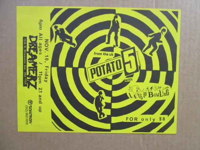 POTATO 5 / LETS GO BOWLING at DREAMERZ 11/89 Chicago REGGAE  Flyers Handbills