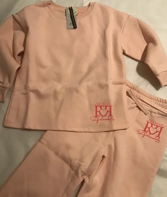 Set completo tuta mini bambina River Island età 2-3 anni logo rosa Ri nuova con etichette