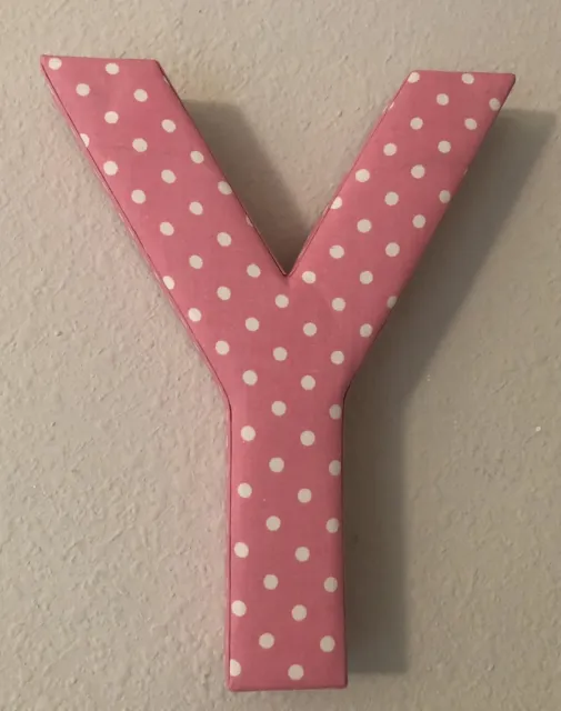 Fabric Covered Wall Letter - Pink Polkadot- Letter Y