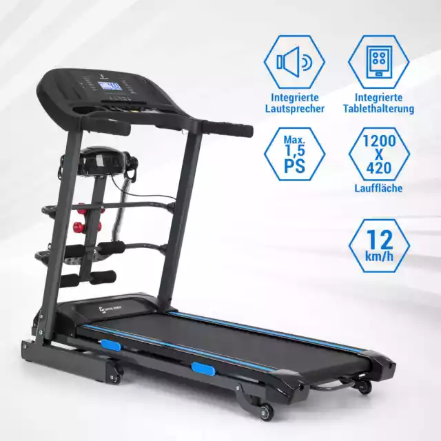 Laufband Treadmill Pulssensor 12 km/h Ausdauer Fitness Lautsprecher Massage 2