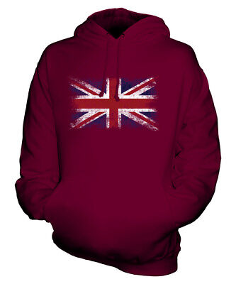 Union Jack Distressed Flag Unisex Hoodie Top Uk Gb Great Britain United Kingdom