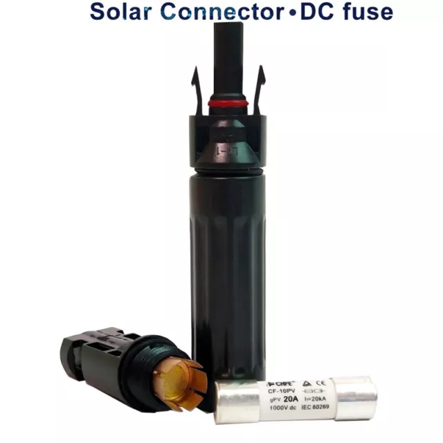 Soporte para fusibles de panel solar y fusible 15/20/30A en línea soporte para fusibles fotovoltaicos 1000 V CC