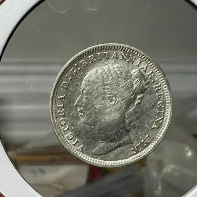 1873 Great Britain Silver 3 Pence Near Uncirculated Coin