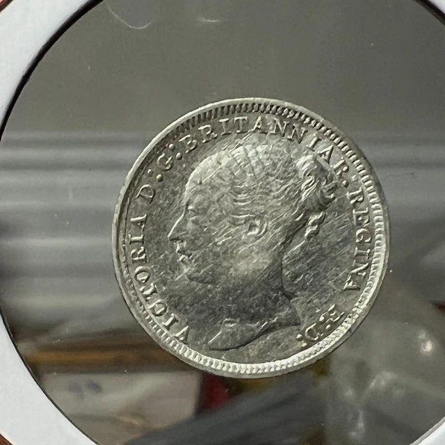 1873 Great Britain Silver 3 Pence Near Uncirculated Coin
