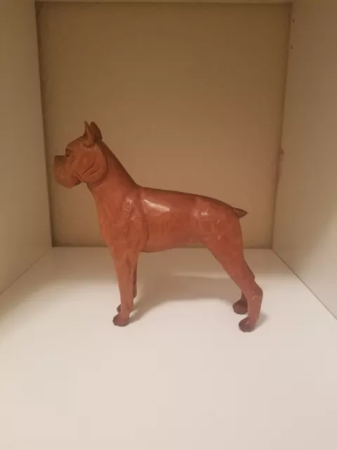 Vintage Hand Carved Wooden Bulldog Carving (One Of A Kind) Mexico