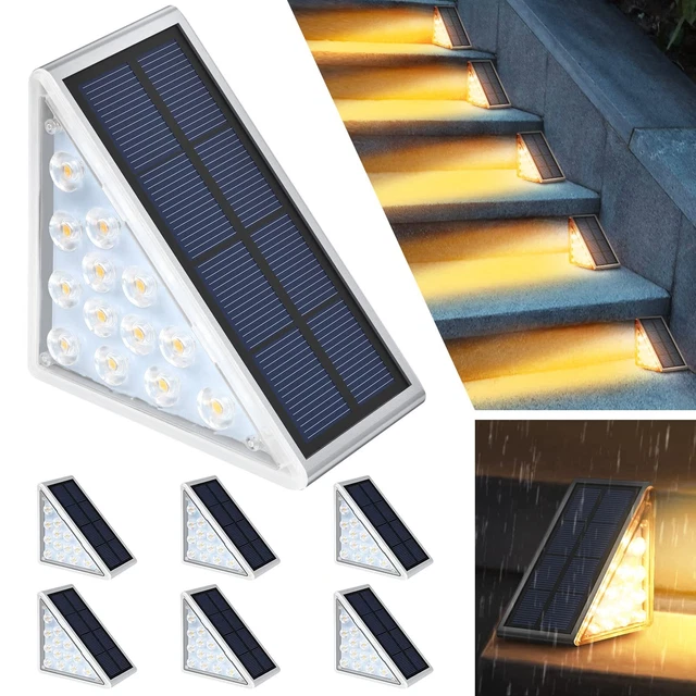 6 Pack Solar Step Lights Waterproof Outdoor Stair Lights, Solar Deck Lights