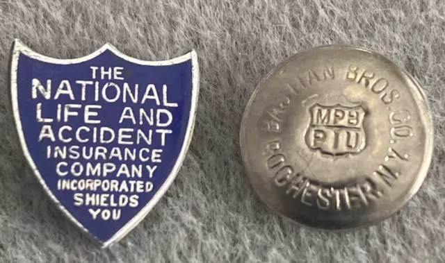 The National Life And Accident Insurance Co. Lapel Pin, Blue And Silver Tone