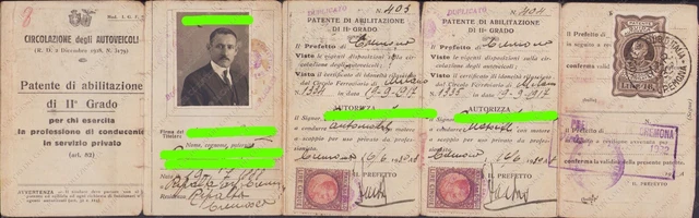 1930 Patente abilitazione II Grado Circolazione autoveicoli Prefettura Cremona
