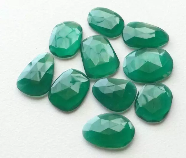 17-19mm Grün Chalzedon Rose Schnitt Flache Rückseite Cabochons,Facettiert