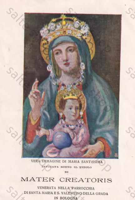 21-Santino Holy Card Antica Preghiera Maria Mater Creatoris Bologna 1916