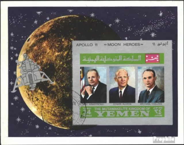 Yemen (Reino) bloque a167a B (edición completa) usado 1969 astronauta