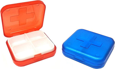 PortaPillole Settimanale Contenitore per Pillole con 7 Giorni Pillole Organizzatore 2 Pezzi x 6 scomparti Promemoria per Pillole 