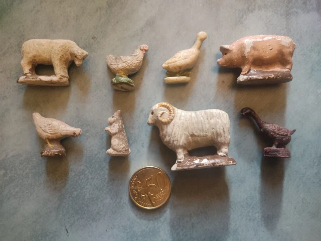 Lot De Personnages Et Animaux Miniatures En Plomb Ancien - Jouets Ferme - État Correct