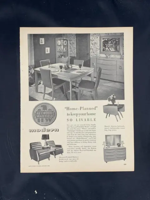 Magazine Ad* - 1948 - Heywood-Wakefield Furniture - "modern" -Mid Century Modern