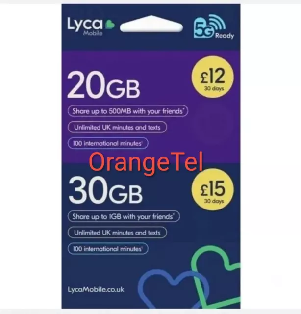 50x carta SIM Lyca Regno Unito attiva Pay As You Go all'ingrosso Bulk Joblot Lyca Mobile Uk50