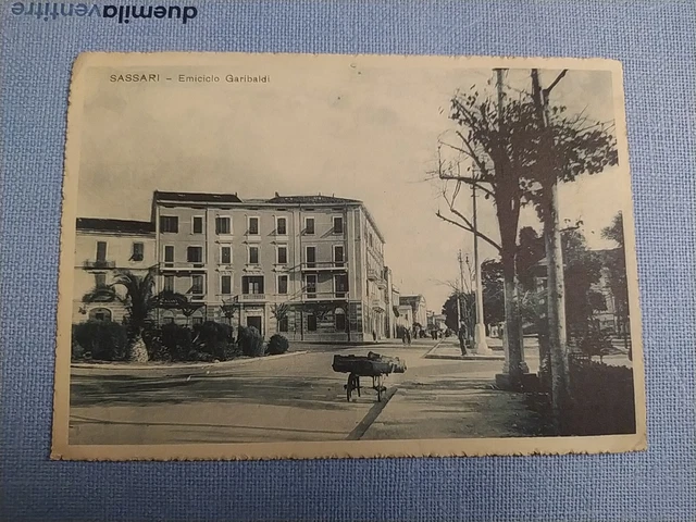 Sassari Emiciclo Garibaldi Antica Cartolina Viag. Animata