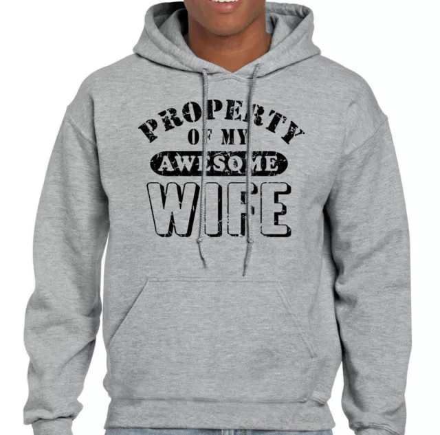 Property Of My Awesome Wife Mens Funny Hoodie Valentines Day 40th Birthday Xmas