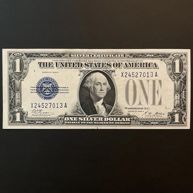 1928 A $1 Silver Certificate FUNNY BACK One Dollar EXCELLENT CONDITION!