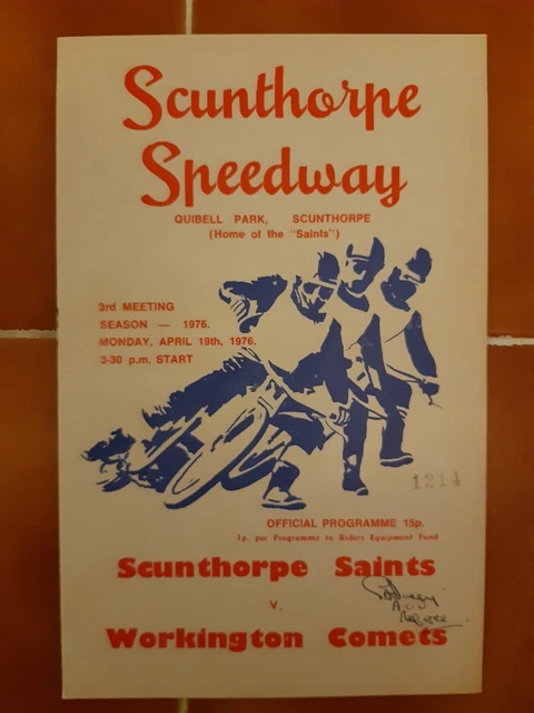 SCUNTHORPE vs WORKINGTON SPEEDWAY PROGRAMME 19/04/1976 (VERY GOOD CONDITION)