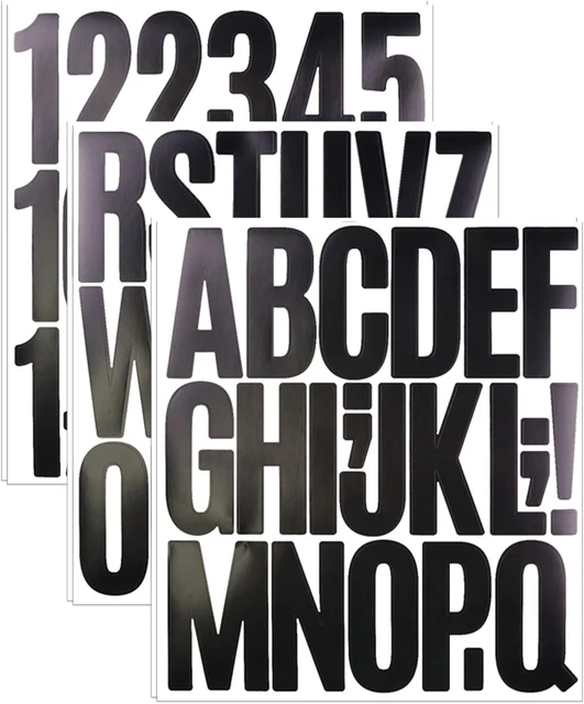 3 INCH STICKY Letter Number Stickers, 6 Sheets Stick On Vinyl Large ...
