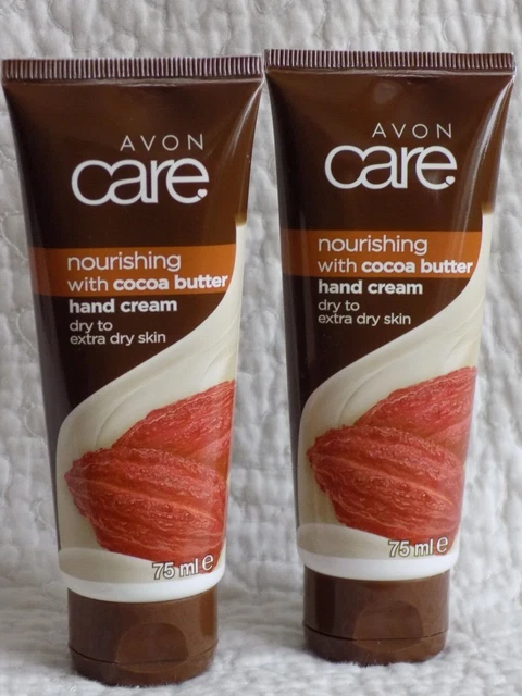 AVON 2 x CREMAS DE MANO MANTECA DE CACAO 75ml cada una. ~ HUMEDAD NUTRITIVA PARA MANOS SECAS