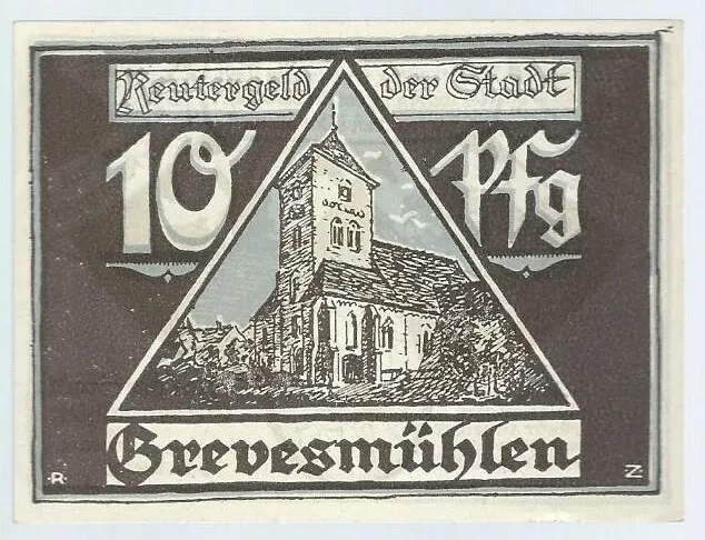 Notgeld - Grevesmühlen - Reutergeld - Stadt Grevesmühlen - 10 Pfennig - 1922