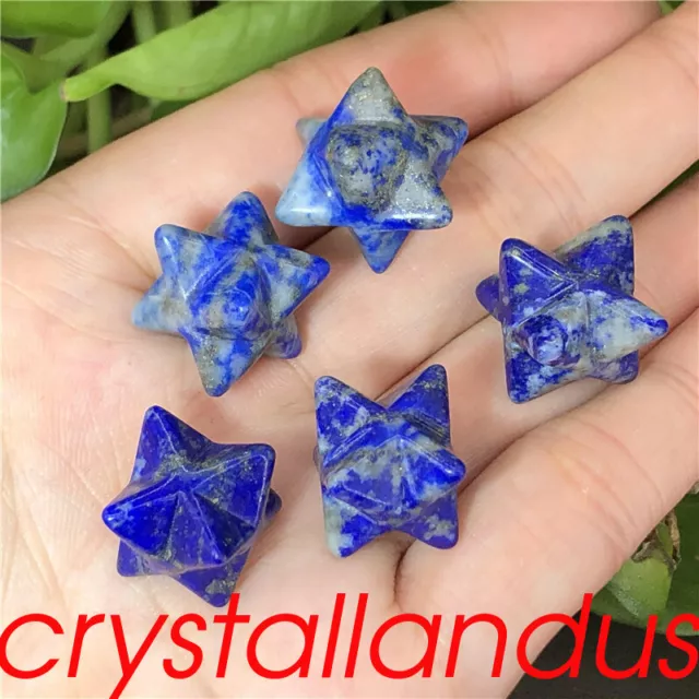 5pcs Natural Lapis Lazuli jasper Merkaba Star Quartz Crystal Skull Reiki Healing