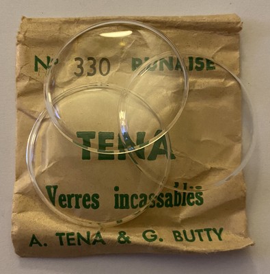 Tena NEUF 1 VERRE GLASSE PLEXI POUR MONTRE PUNAISE TENA ET BUTTY @ 245 DE DIAMETRE 