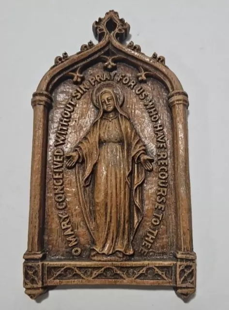 Vintage "Mary Pray For Us" Catholic Christianity Wall Plaque - Barwood