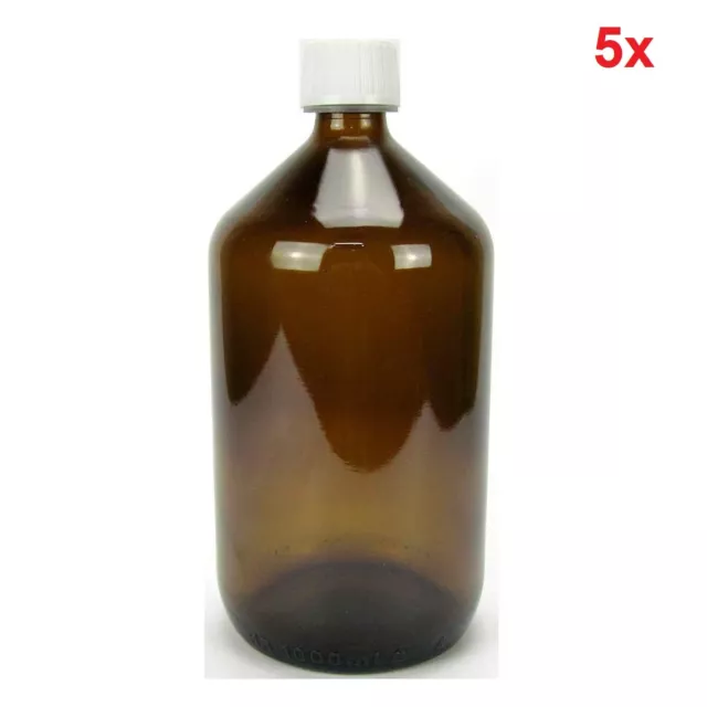 Sala Braunglasflasche DIN 28 mit Verschluss OR + Kindersicherung 5 x 1 L 1000 ml