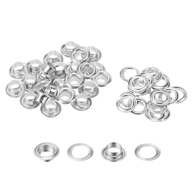 25Set 5.5mm Hole Copper Grommets Eyelets Silver Tone for Fabric Leather