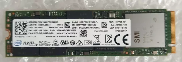 INTEL PRO 6000P 256GB NVMe SSD M.2 2280 SSDPEKKF256G7L lenovo Hp