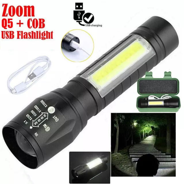 Multifunctional Flashlight Super Bright LED Tactical USB Rechargeable Torch