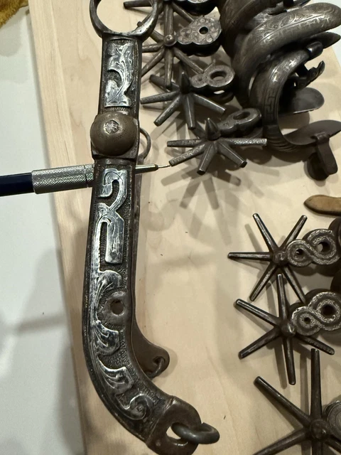 Mors De Cheval Ancien – Mexicain Forgé Main – Incrustations Argent – Estampillé MC – Pièce Insolite