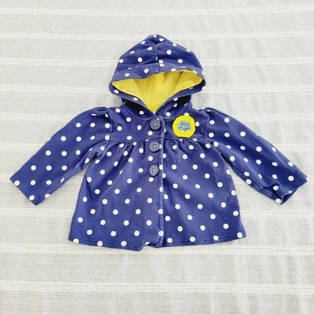 Carter's Baby Girls Blue with White Polka Dot and Yellow Hoodie Sweater 9 Months