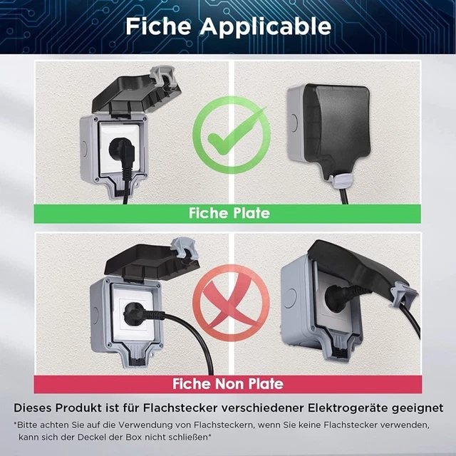 Verteilerkasten Außen Wasserdicht IP66 Wandsteckdose Outdoor Steckdose Gartensteckdose Außensteckdose Aufputz DE Steckdose IP 65